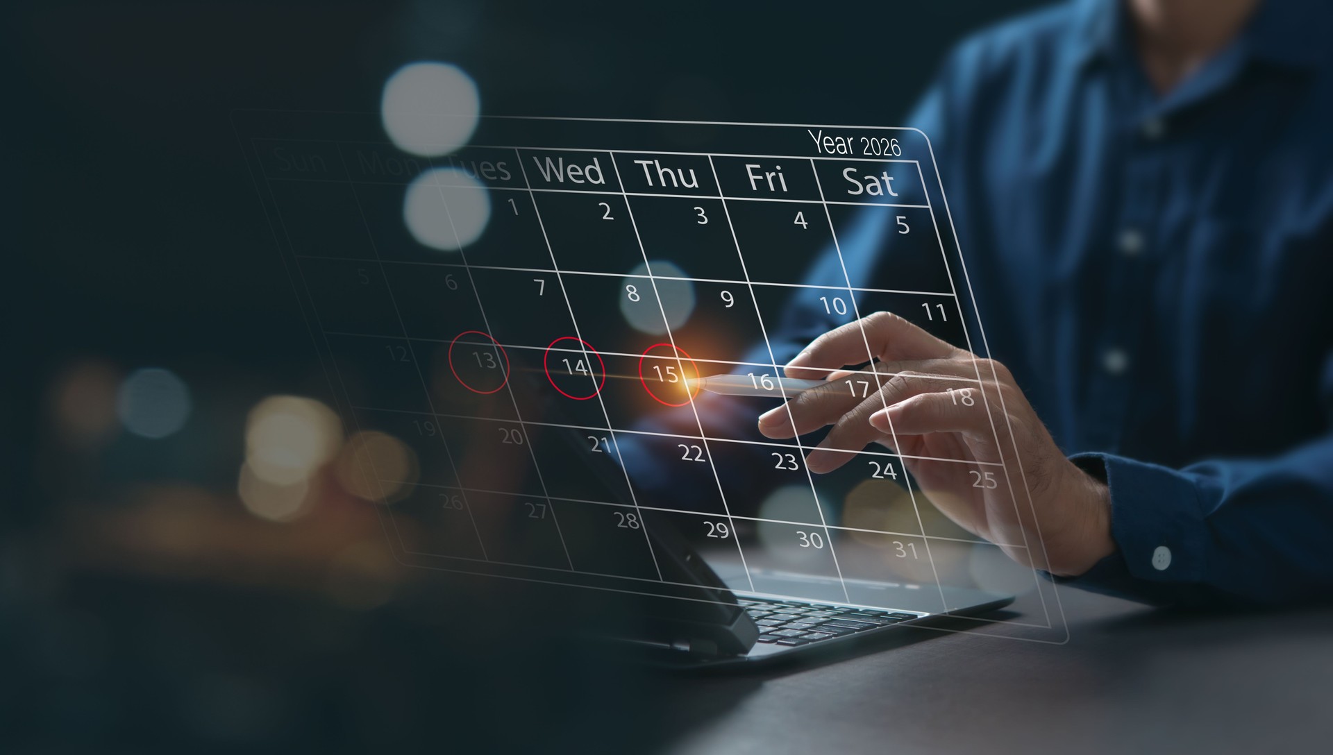 Online calendar concept, business contact, can control and manage time and events in advance, clearly define business direction and goals, strategy for contacting negotiating with business partners.